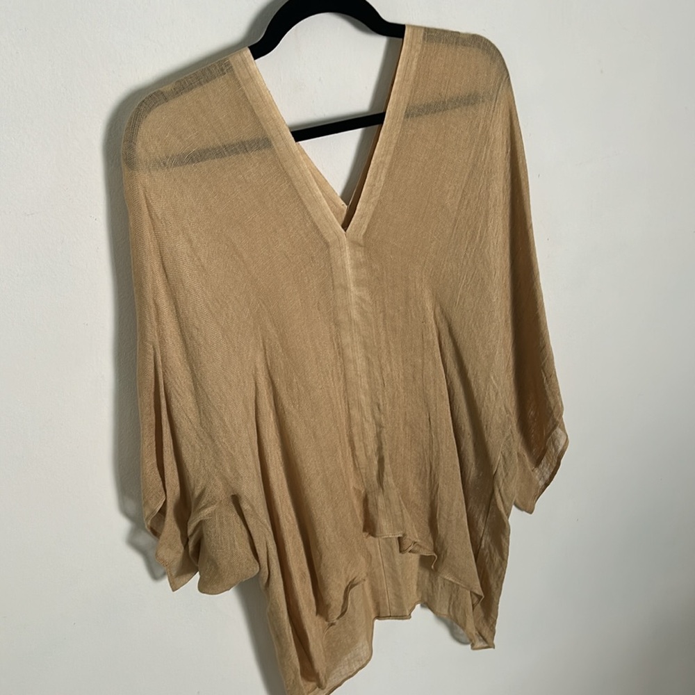Love Quotes One Size Tunic, Blouse, Cover-Up;  Linen Blend "Safari, Tan, Sand" - Picture 6 of 11